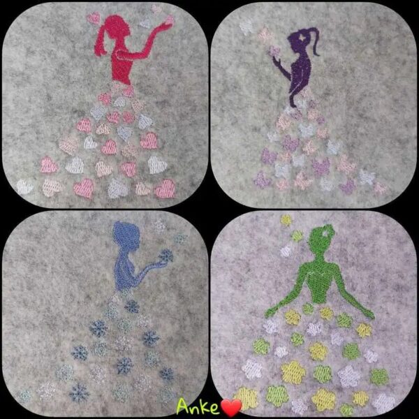 Stickdatei Schattendamen Jahreszeiten