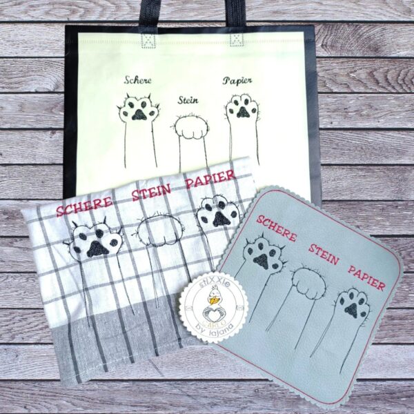 Stickdatei Schere Stein Papier