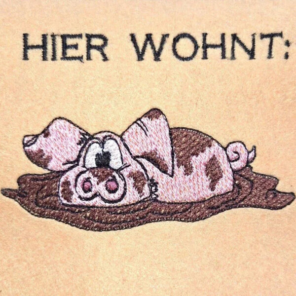 Stickdatei Schlammschwein mit Sprüchen