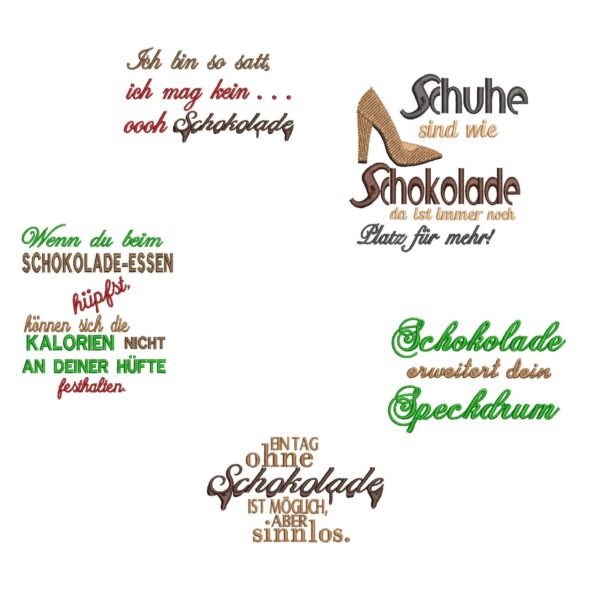Schokoladen-Sprüche Stickdatei Mega Set | stiXXie