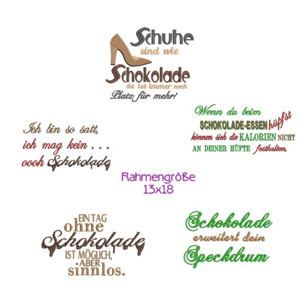 Schokoladen-Sprüche Stickdatei Mega Set | stiXXie