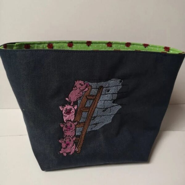 Stickdatei Schwein mit Sprüchen