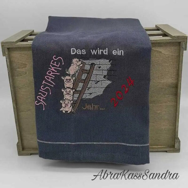 Stickdatei Schwein mit Sprüchen