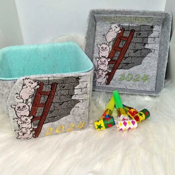 Stickdatei Schwein mit Sprüchen