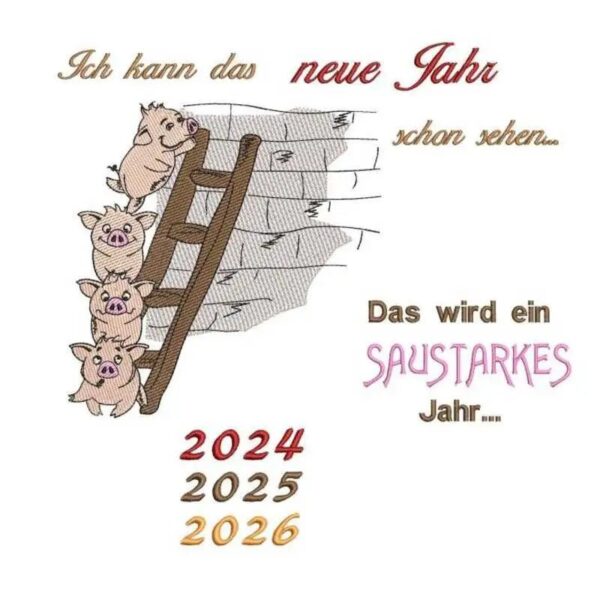 Stickdatei Schwein mit Sprüchen