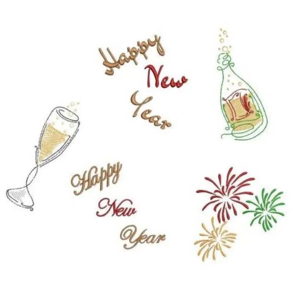 Stickdatei Silvester Set 6-teilig