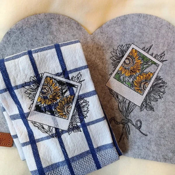 Stickdatei Polaroid Sonnenblume