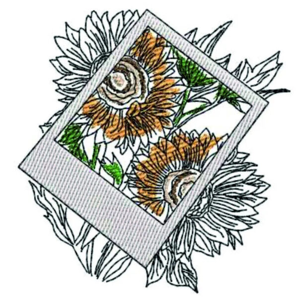 Stickdatei Polaroid Sonnenblume