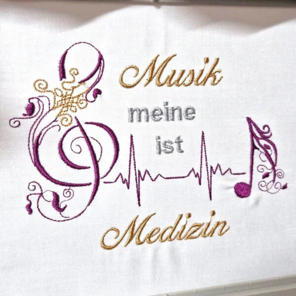 Stickdatei Spruch Musik ist Medizin