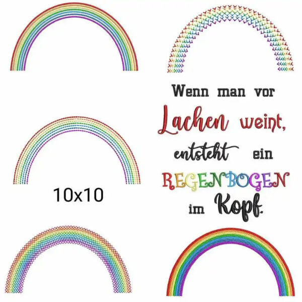 Stickdatei Spruch Regenbogen