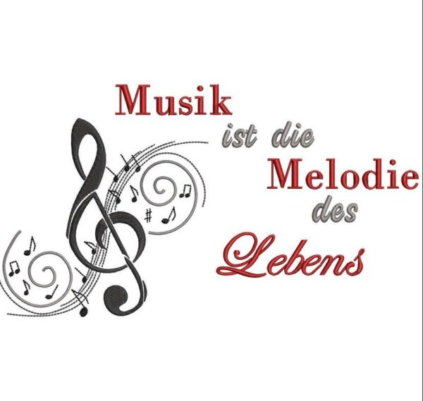 Stickdatei Sprüche Musik Notenschlüssel