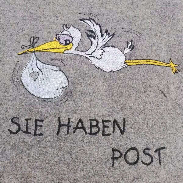 Stickdatei Storch-Post mit Spruch 🐣