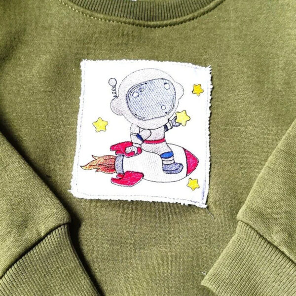 Stickdatei und Applikation Astronaut