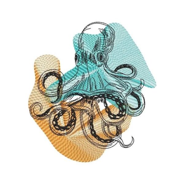 Stickdatei Oktopus Vintage