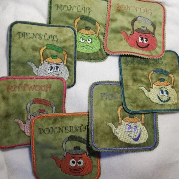 Stickdatei Wasserkessel Wochentage