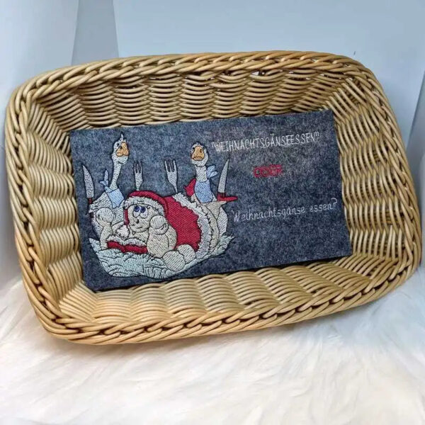 Stickdatei Weihnachtsgänse mit Spruch