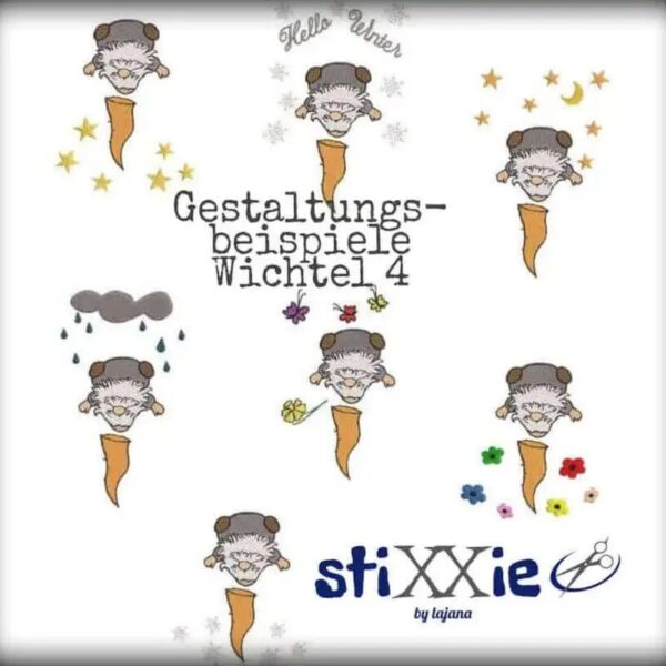 Stickdatei Wichtel Baukasten Set DoodleApplikation 🧝 13 Dateien für alle Jahreszeiten