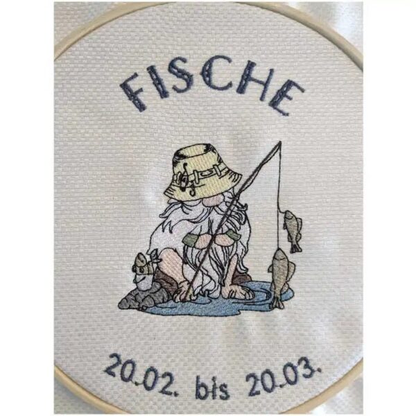 Stickdatei Wichtel Sternzeichen Fische