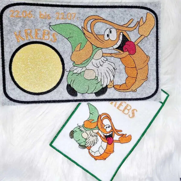 Stickdatei Wichtel Sternzeichen Krebs