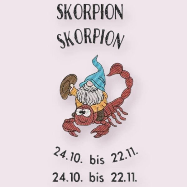 Stickdatei Wichtel Sternzeichen Skorpion