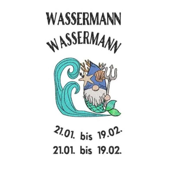 Stickdatei Wichtel Sternzeichen Wassermann