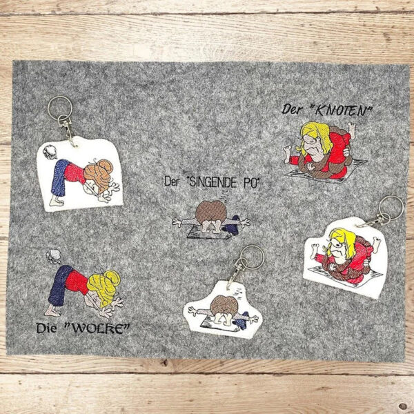 Wichtel Yoga Stickdatei frech – ITH Anhänger