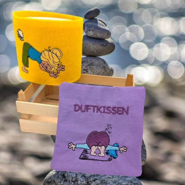 Wichtel Yoga Stickdatei frech – ITH Anhänger