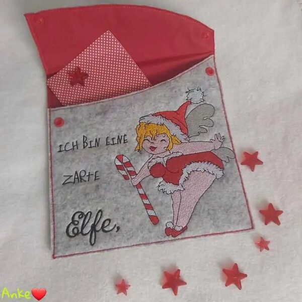 Stickdatei Zarte Elfe mit Spruch