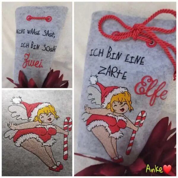 Stickdatei Zarte Elfe mit Spruch