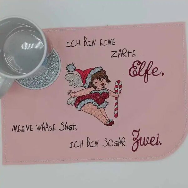 Stickdatei Zarte Elfe mit Spruch