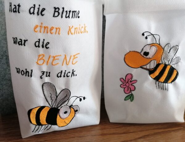 Stickdatei Hummel und Bienchen mit Sprüchen