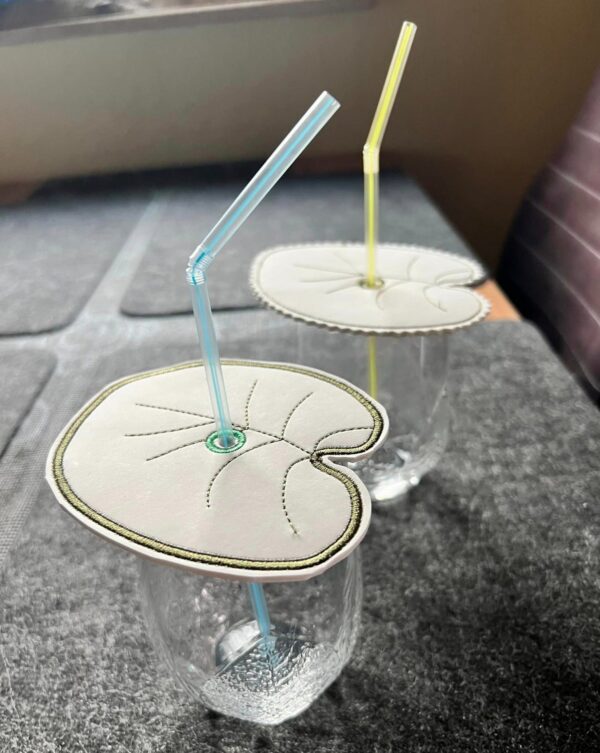 ITH Stickdatei Glasabdecker/ Untersetzer Seerose Seerosenblatt