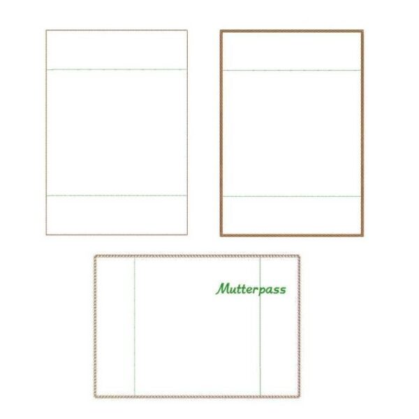 ITH Stickdatei Mutterpasshülle Blankos mit Schriftzug