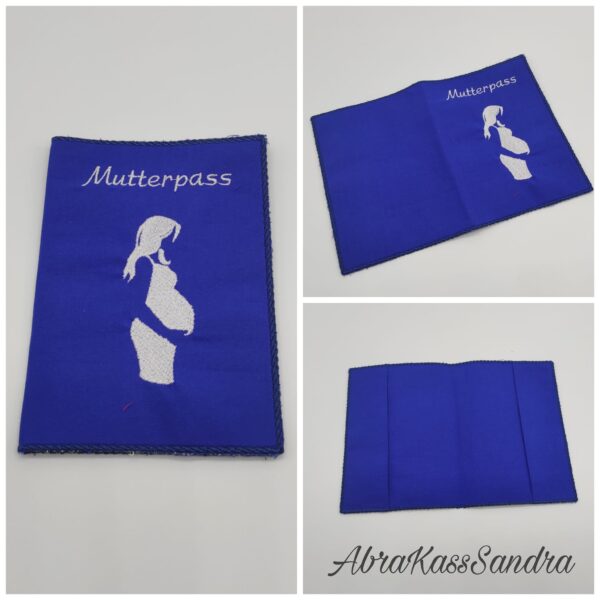 ITH Stickdatei Mutterpasshülle Blankos mit Schriftzug
