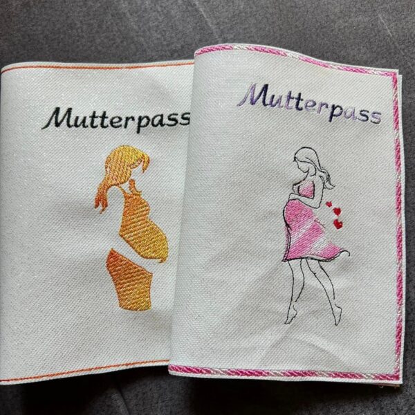 ITH Stickdatei Mutterpasshülle Bundle mit Dekoren