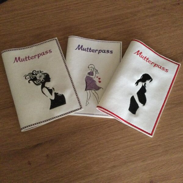 ITH Stickdatei Mutterpasshülle Bundle mit Dekoren