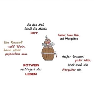 Stickdatei Mücke Mosquito mit Sprüchen