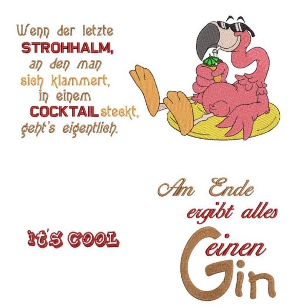 Stickdatei cooler Flamingo mit Sprüchen 🦩