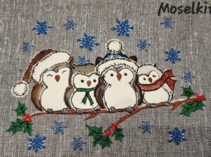 Stickdatei Eulen Winter