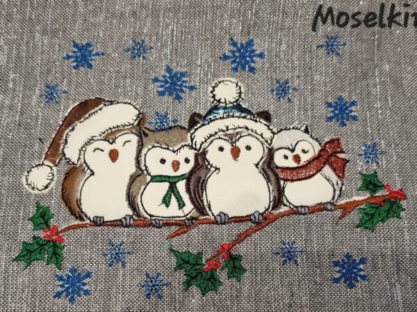 Stickdatei Eulen Winter