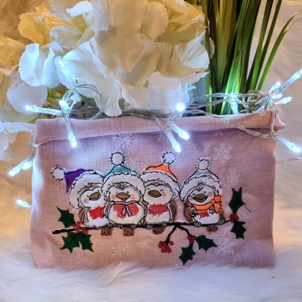 Stickdatei Vogel Winter  Doodleapplikation