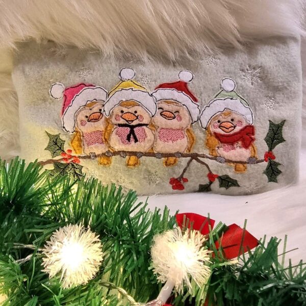 Stickdatei Vogel Winter  Doodleapplikation