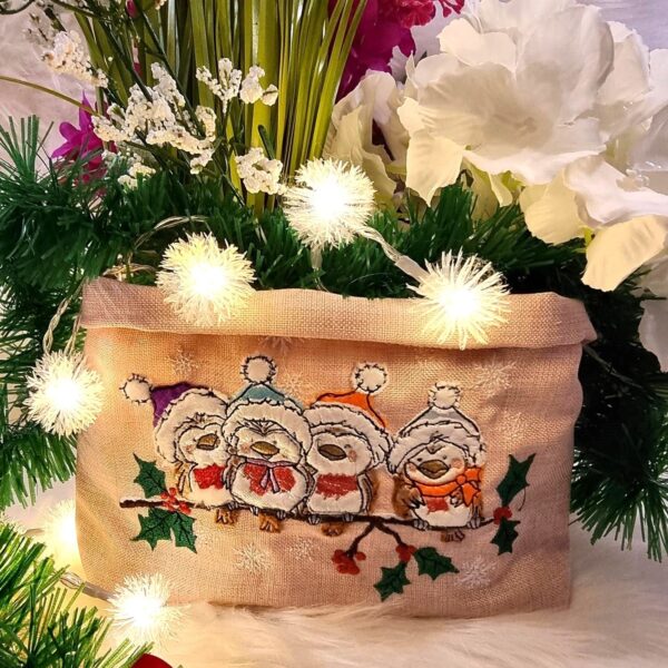 Stickdatei Vogel Winter  Doodleapplikation