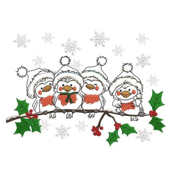 Stickdatei Vogel Winter  Doodleapplikation