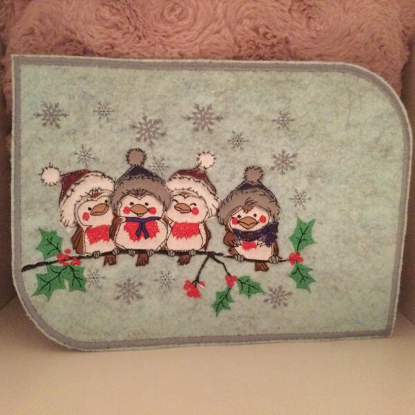 Stickdatei Vogel Winter  Doodleapplikation