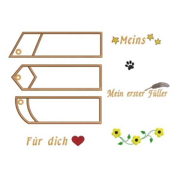 ITH Stickdatei Lesezeichen / Stifte-Etui