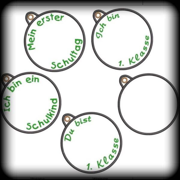ITH Stickdatei Plaketten Schulanfang
