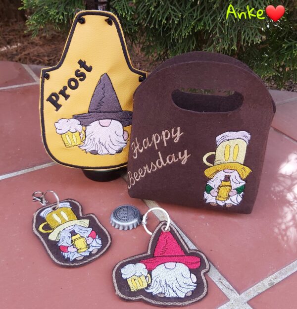 ITH Stickdatei Stabfigur, Anhänger und Vollstick Bierwichtel