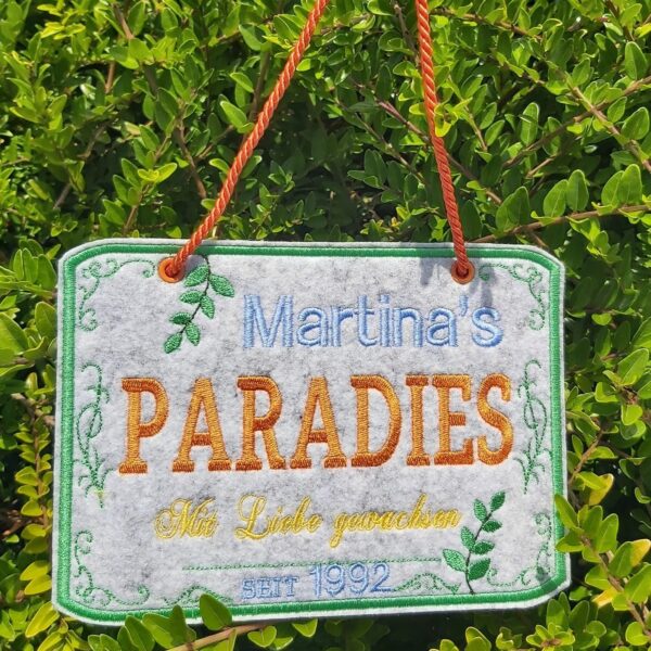 ITH Stickdatei Türschilder Garten