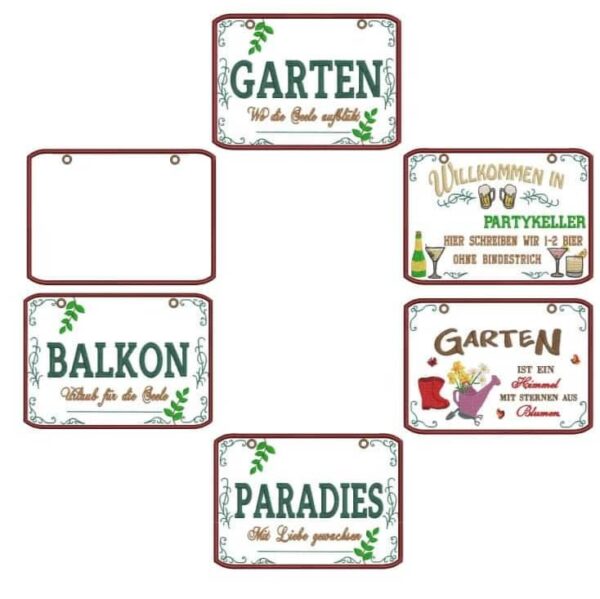 ITH Stickdatei Türschilder Garten